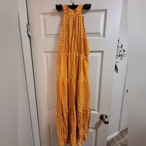 Yellow polkadot maxi dress